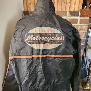 Harley Davidson Reflective Rain Jacket Mens Size Large Moto Full Zip
